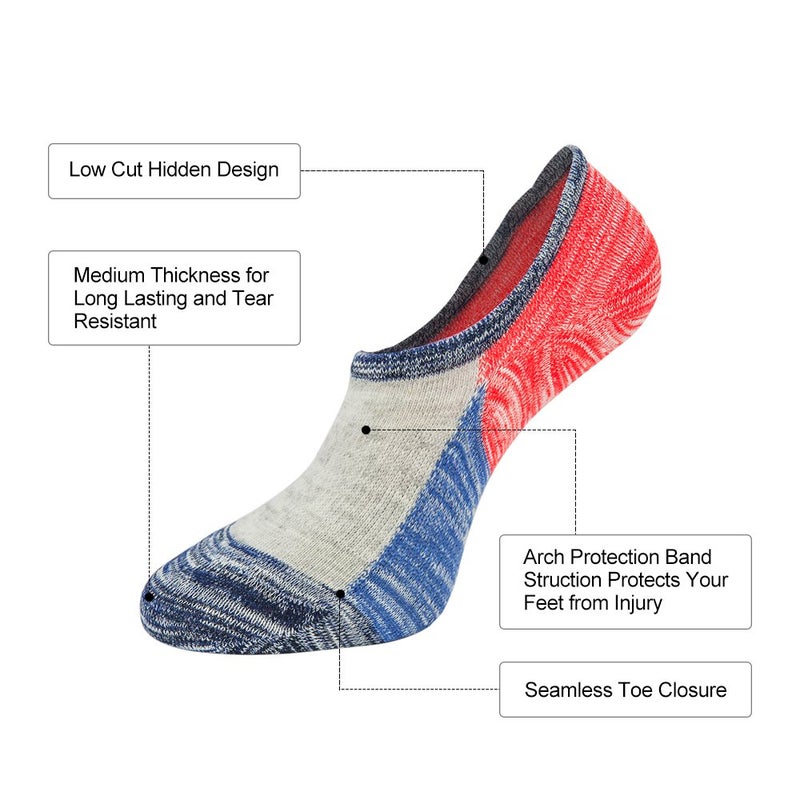 Empino Mens No Show Low Cut Socks Non Slip Casual Ankle Cotton Socks Liner (Funky Color - 6Pack) - Image 3
